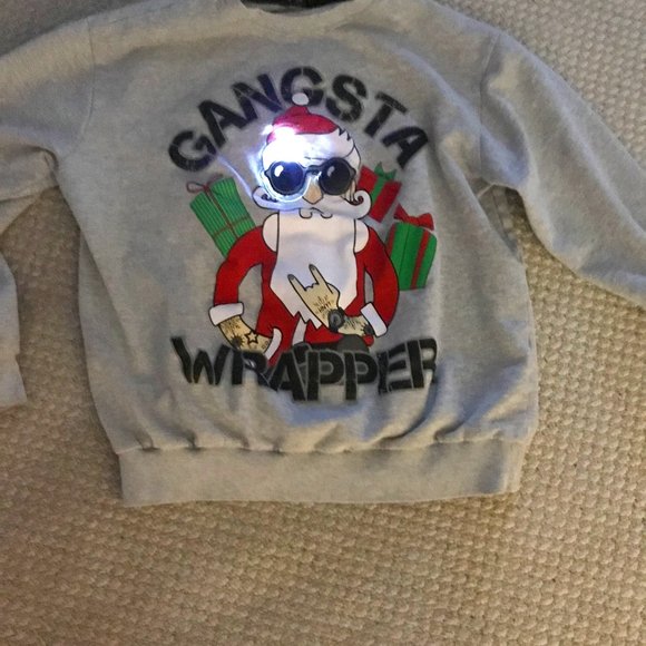 WIN THE UGLY SWEATER CONTEST - GANSTA WRAPPER XMAS SWEATSHIRT - GLASSES LIGHT UP - Picture 1 of 6